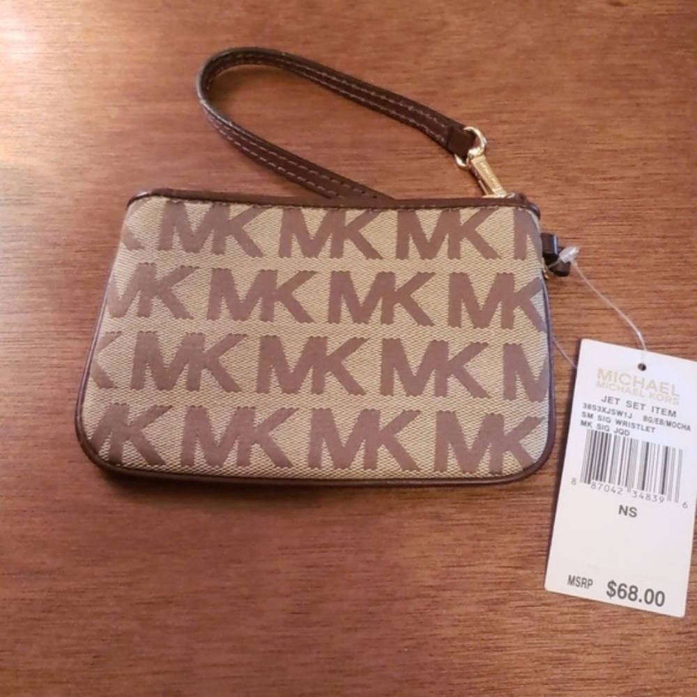 Michael Kors brown wristlet wallet nwt